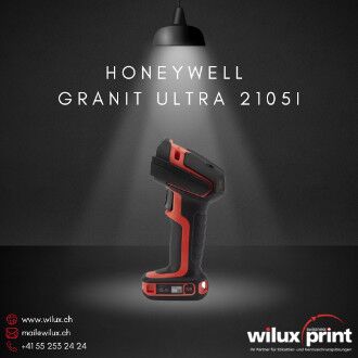 Honeywell Granit Ultra 2105i kabelloser Barcode-Scanner (Schwarz-Rot) – Seitenansicht. Nachfolger des Honeywell Granit XP 1991iXR