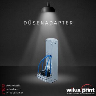 Düsenadapter DA am WILUX System PLS41xx für berührungsloses Aufschiessen von Etiketten im Durchlauf