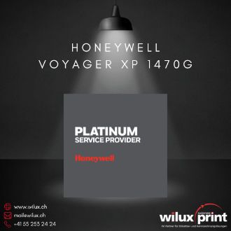 Der Honeywell Voyager XP 1470g Barcode Scanner, präsentiert mit der Auszeichnung Platinum Performance Partner und Service Provider von Honeywell. WILUX bietet als Partner umfassenden Support und technische Expertise.