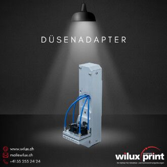 WILUX WLS-III Etikettenspender mit Düsenadapter für berührungsloses Aufschiessen der Etiketten im Durchlauf