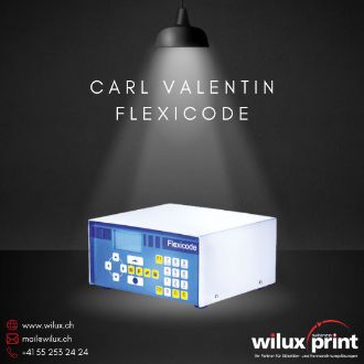 Ansteuerelektronik des Carl Valentin Flexicode (End of Life) – Bedienung über Grafikdisplay mit übersichtlicher Menüstruktur. WILUX-Empfehlung als Migrations-Alternative: Carl Valentin Dynacode II mit 7-Zoll-Touch-Farbdisplay.