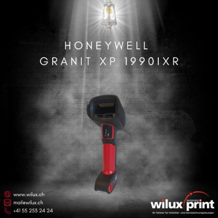 Honeywell Granit XP 1990iXR Barcode Scanner, extrem robust für Industrie und Logistik, widersteht Stürzen aus 3 Metern Höhe, liest beschädigte Barcodes, IP67-Schutzart gegen Staub und Wasser.
