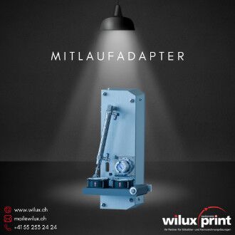 WILUX WLS-III Etikettenspender mit Mitlaufadapter zum Etikettieren im Durchlauf