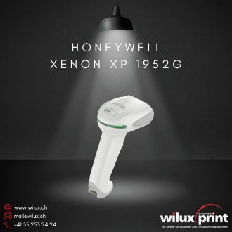 Honeywell Xenon XP 1952g (End of Life) in Weiss, Rückansicht – kabelloser Barcode-Scanner für Einzelhandel und Logistik. Nachfolger: Honeywell Xenon Ultra 1962g.