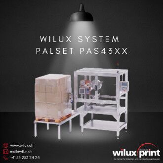 Paletten-Etikettierer WILUX System PALSET PAS43xx druckt und appliziert ein SSCC-GS1-Etikett auf eine Palette (109)