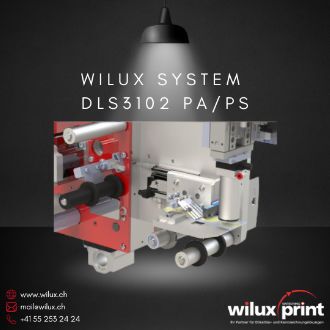 Detailansicht des WILUX System DLS3102 PA/PS Etikettenapplikators mit Präzisionsspende- und Appliziermodul für exakte Etikettenplatzierung im Stillstand.