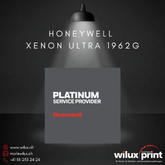 Honeywell Xenon Ultra 1962g mit Platinum Service Provider Logo – WILUX begleitet Kunden beim Umstieg vom Xenon XP 1952g (End of Life) auf den Xenon Ultra 1962g als zertifizierter Honeywell Platinum Service Provider.